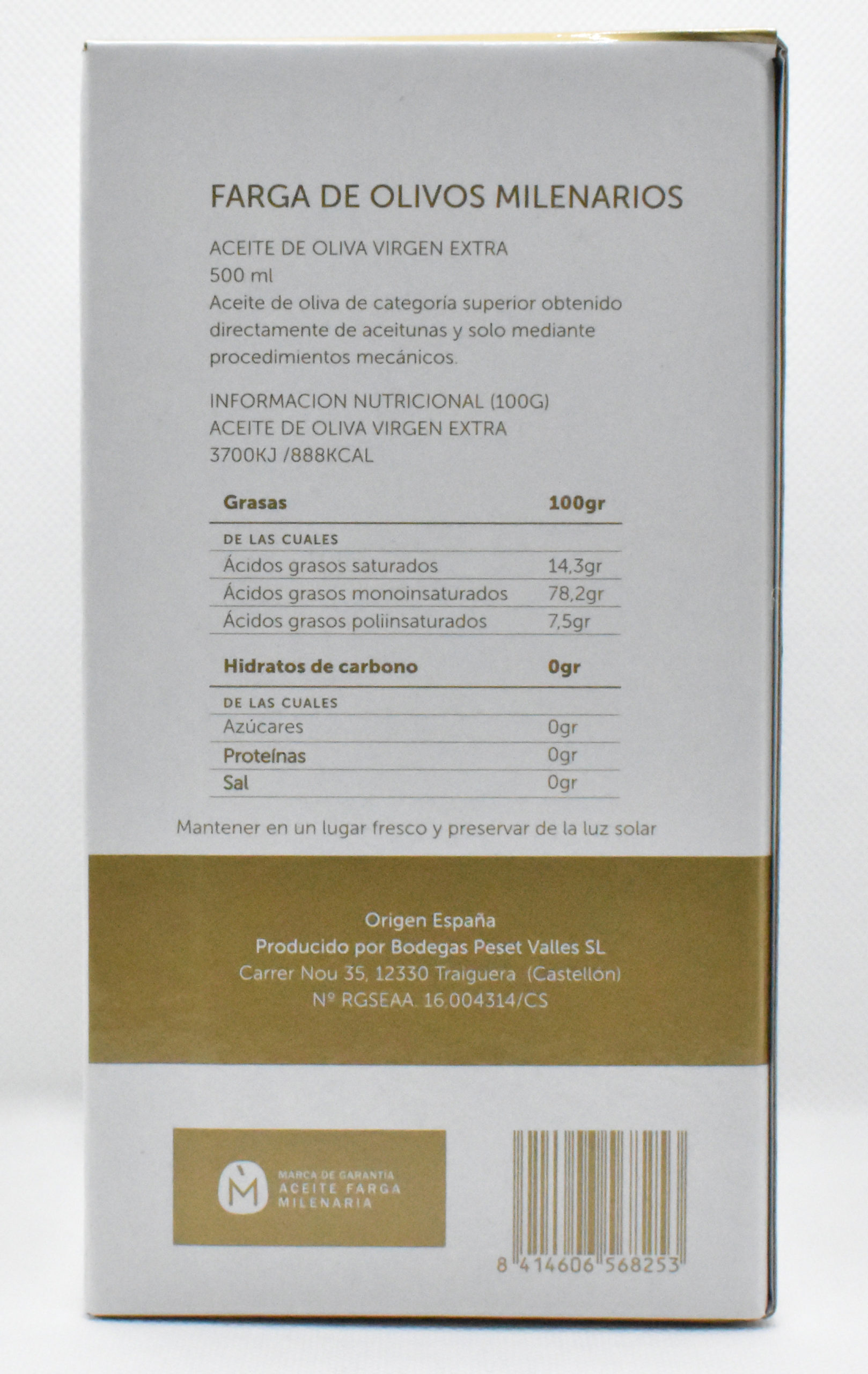 Ulei Extravirgin Farga Milenarios Aceites Peset 500ml foto 3
